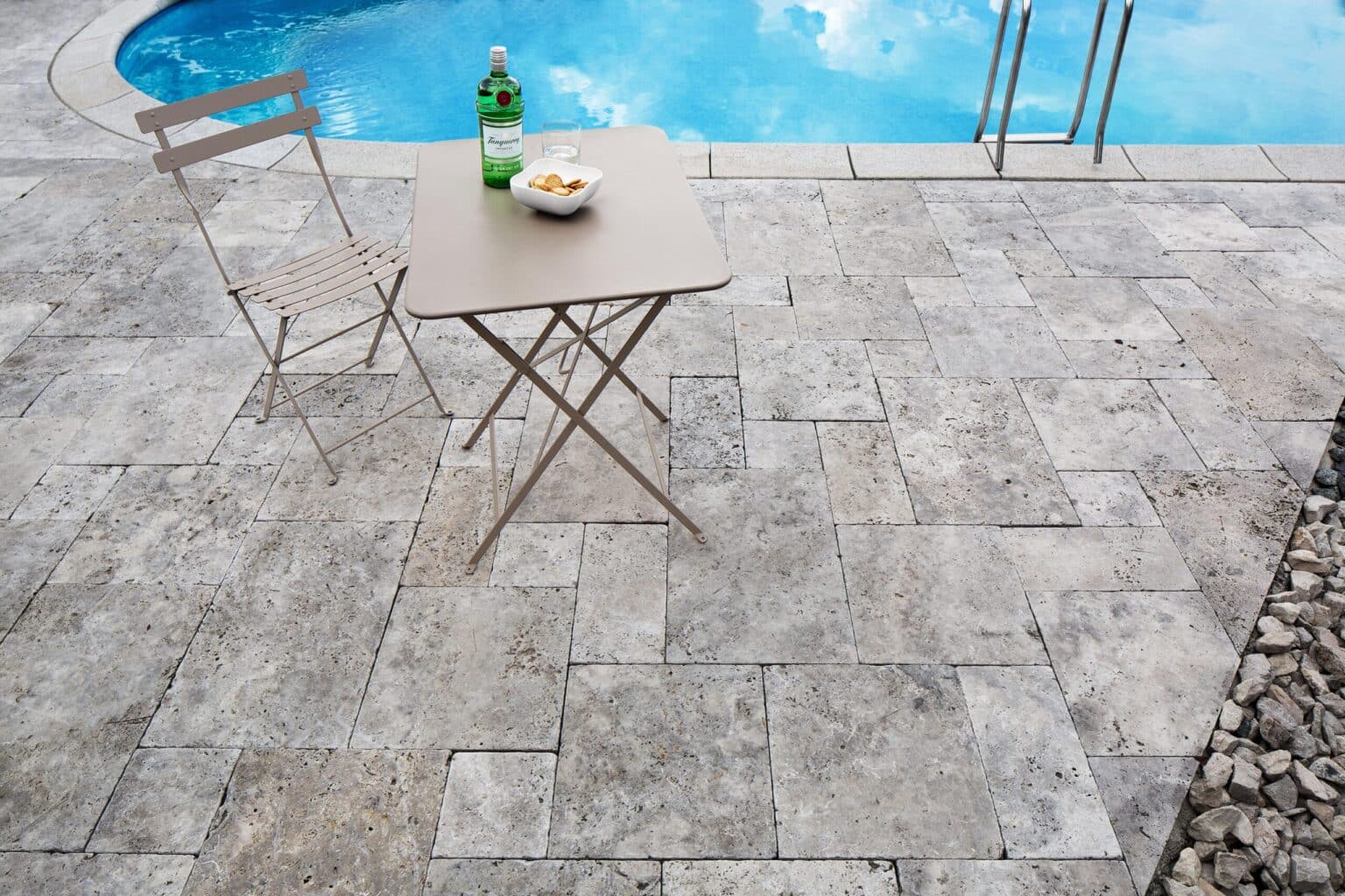 Terrassenplatten Travertin Silver